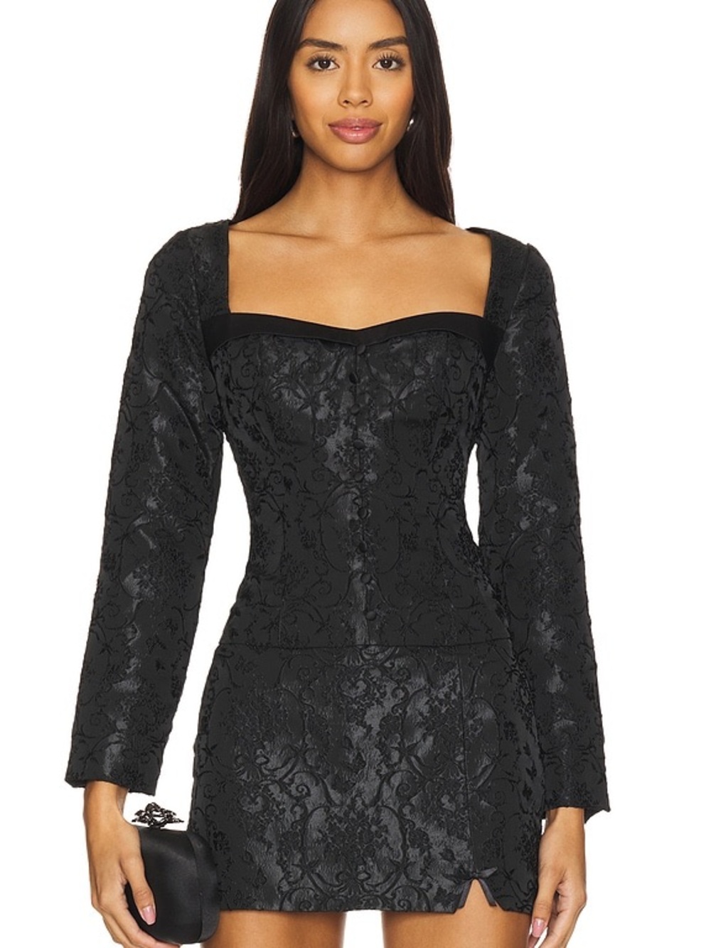 NWT MAJORELLE Robin Top Black Brocade Corset Blouse Size Medium